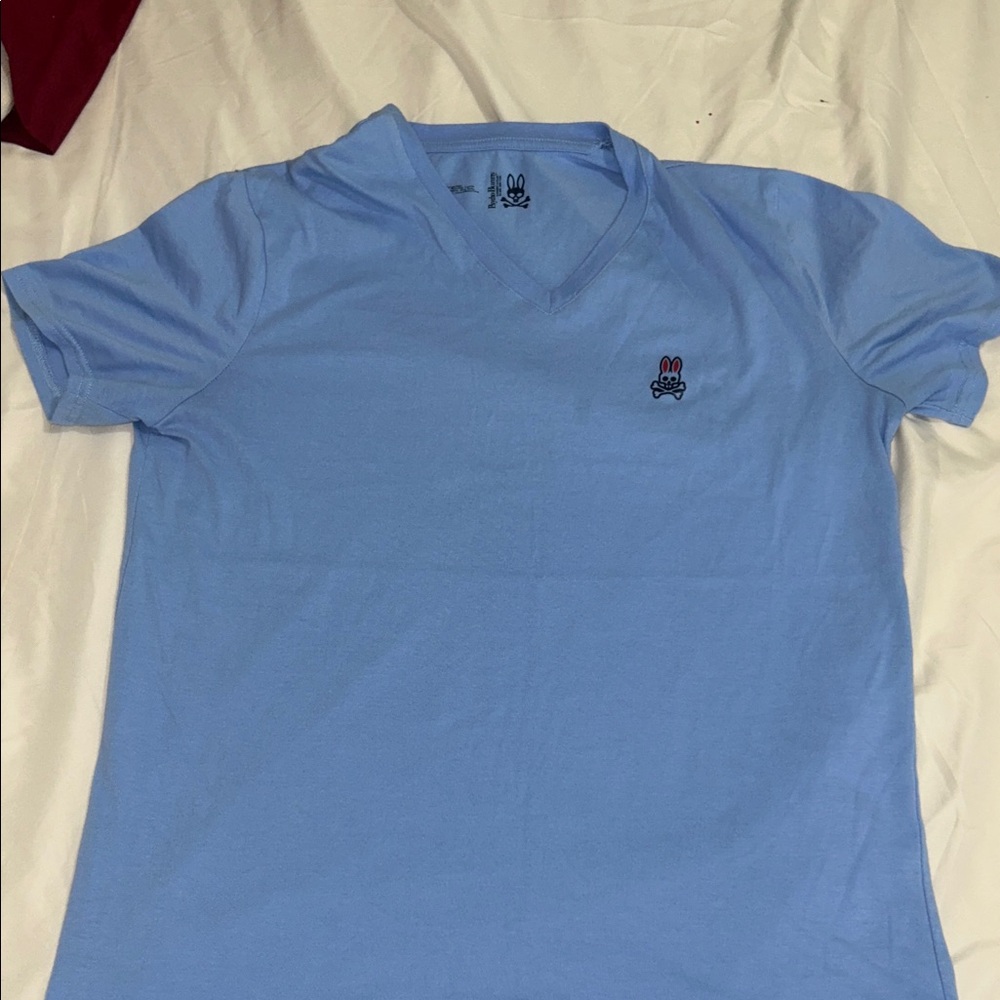 Psycho Bunny Light Blue V-Neck Tee with Embroidered Logo